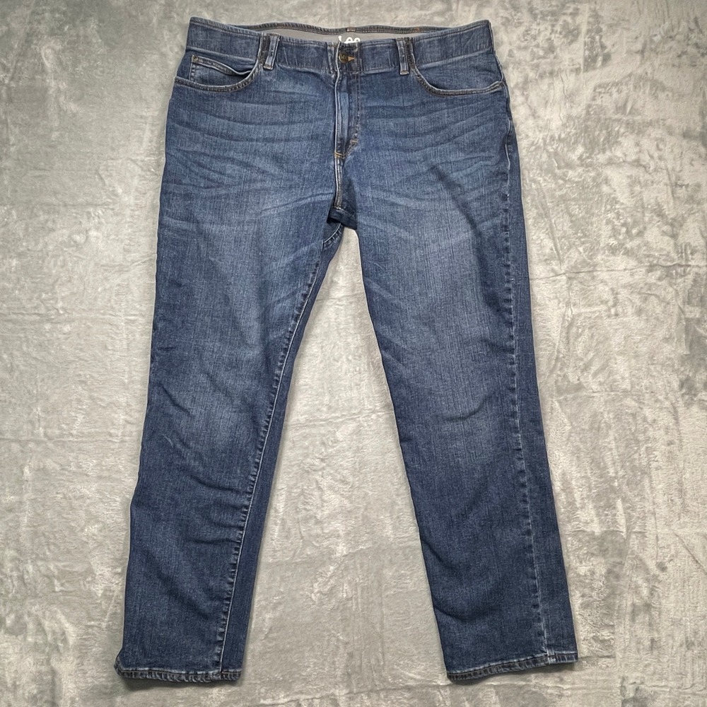 Lee Straight Taper Jeans Mens 40x32 Blue Stretch Denim Medium‎ Wash